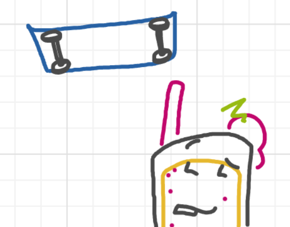 A panel from Running Duos, episode four of the Board Boards object show by Furretwalk/WalkingFurret.